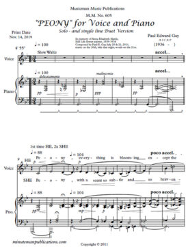 Peony (Solo and Single Line Duet Version)