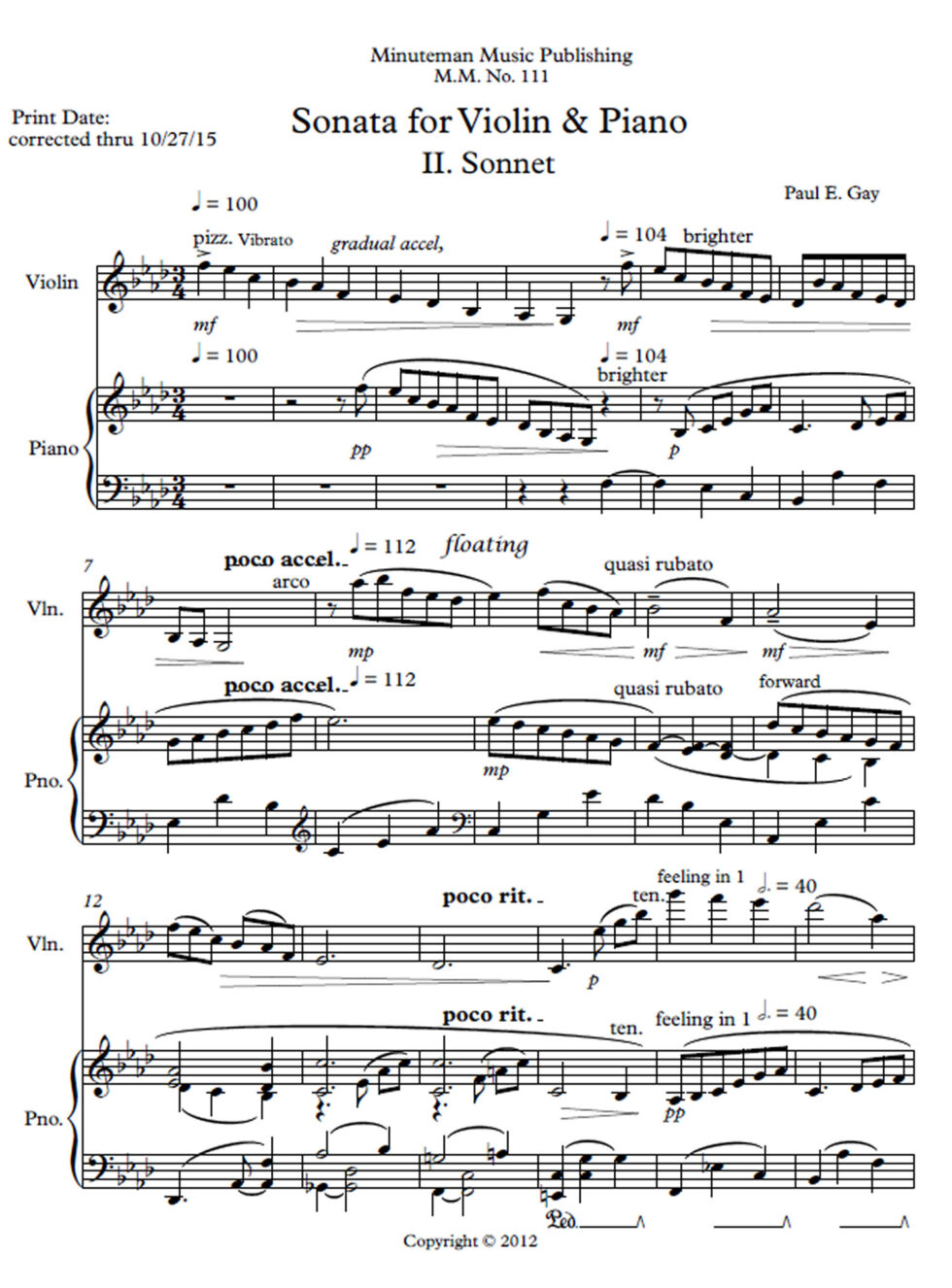Sonata for Violin and Piano, II. Full Score