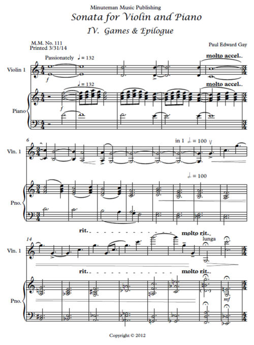 Sonata for Violin and Piano, IV. Full Score