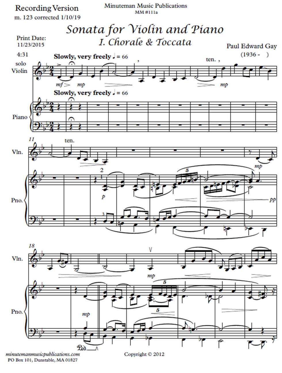 Sonata for Violin and Piano, I. Full Score