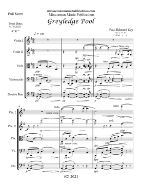 Greyledge Pool for String Orchestra (Full Score and Parts)