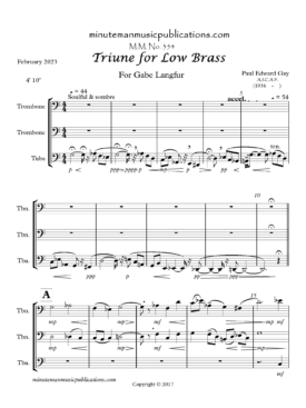 Triune for Low Brass (Full Score and Parts)