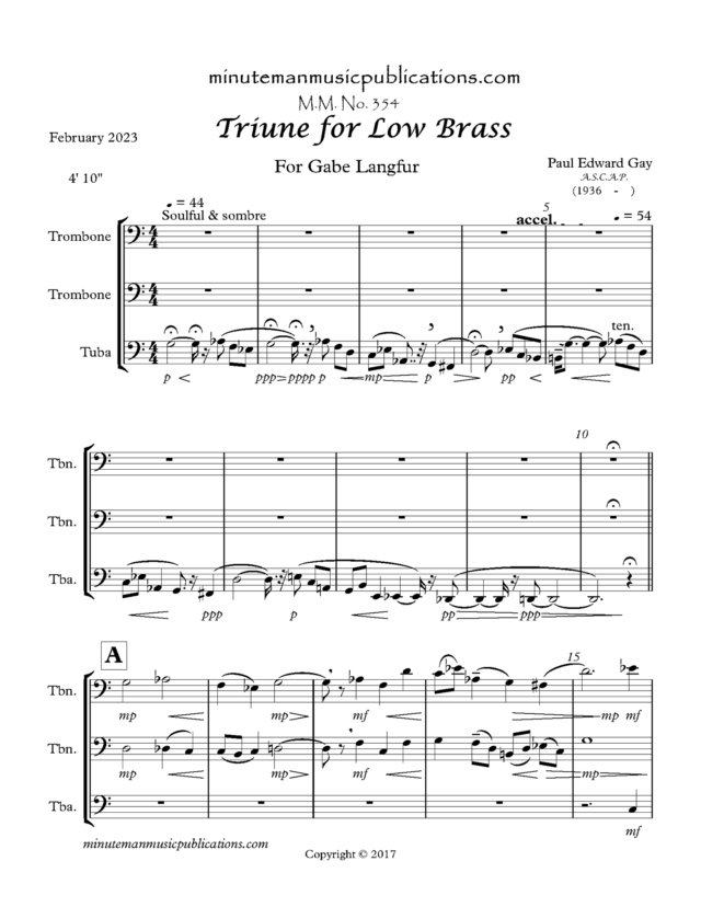 Triune for Low Brass (Full Score and Parts)